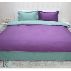 Комплект спално бельо ПАМУЧЕН сатен ЗЕЛЕН/ЛИЛАВ